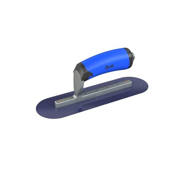 Bon Tool Blue Steel Finishing Trowel - Round End - 10-1/2" x 3" with Comfort Wave Handle 67-148